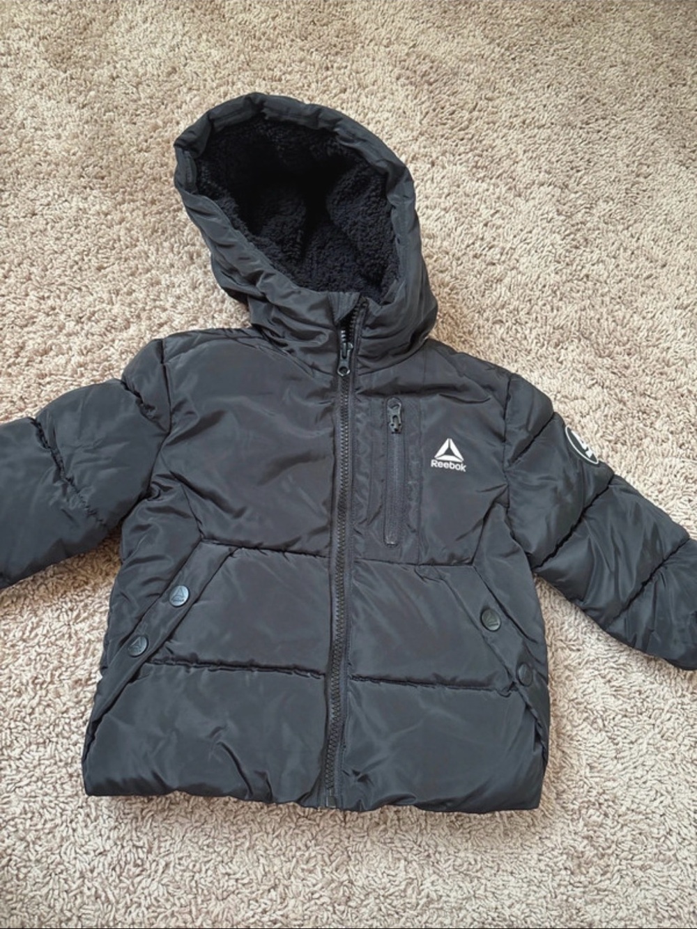 Reebok Kids Black Quilted Hooded Puffer Jacket
